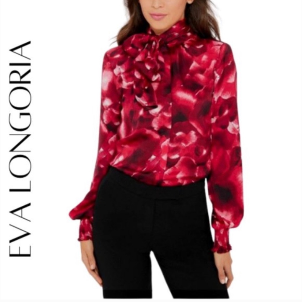EVA LONGORIA Pussy Bow Blouse, Small